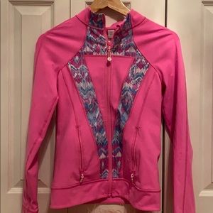 Pink Ivivva jacket with blue white details